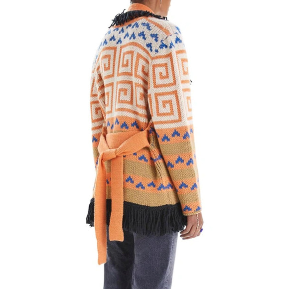 MOTHER || Fringe Alpaca Cardigan Orange Multicolor Size S MSR… - Picture 2 of 8